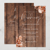 Rustic Wood Fall Floral QR Code Wedding Kaart (Voorkant / Achterkant)