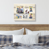 Rustic Wood Familie Foto Collage Script Name 6 Canvas Afdruk (Insitu (Slaapkamer))