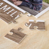 Rustic Wood Familie Naam Foto Collage Legpuzzel (Zijkant)