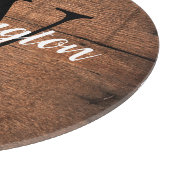 Rustic Wood Familie Naam Monogram Weddenschap Datu Snijplank (Hoek)