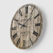 Rustic Wood Familie Naam Roman Numeral Farmhouse Grote Klok (Hoek)