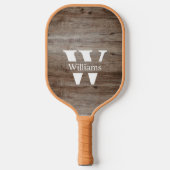 Rustic Wood Familienaam Monogram Pickleball Paddle (Voorkant)