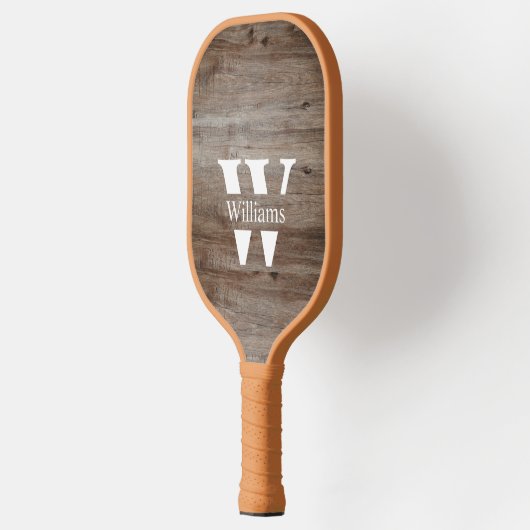 Rustic Wood Familienaam Monogram Pickleball Paddle (Links)