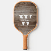 Rustic Wood Familienaam Monogram Pickleball Paddle (Achterkant)