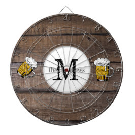 Rustic Wood Familienaam Monogrammed Beer Dartbord