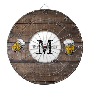 Rustic Wood Familienaam Monogrammed Beer Dartbord