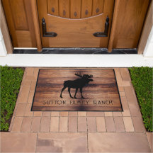 Rustic Wood Familienaam Moose Silhouette
