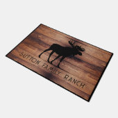 Rustic Wood Familienaam Moose Silhouette Deurmat (Schuin)
