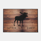 Rustic Wood Familienaam Moose Silhouette Deurmat (Voorkant)