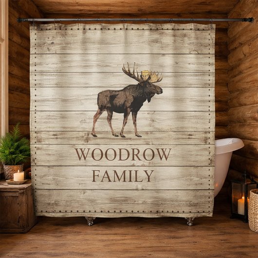 Rustic Wood Familienaam Shower Curtain Douchegordijn