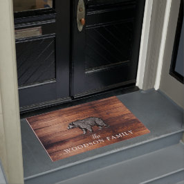 Rustic Wood Familienaam Walk Beer Doormat Deurmat