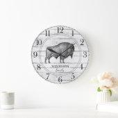 Rustic Wood Familienaam Walking Bison Buffalo Grote Klok (Huis)