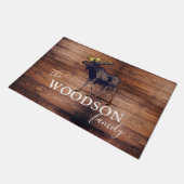 Rustic Wood Familienaam Walking Moose Deurmat (Schuin)