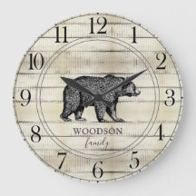 Rustic Wood Familienaam Walting Beer Grote klok