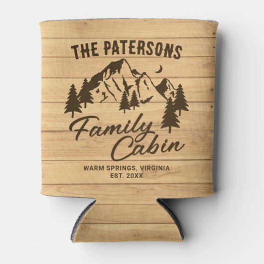 Rustic Wood Family Cabin Name Year Blikjeskoeler (Voorkant)