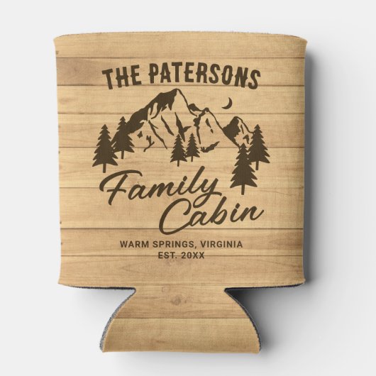 Rustic Wood Family Cabin Name Year Blikjeskoeler (Achterkant)