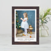 Rustic Wood Family Foto Merry Kerstmis Feestdagenkaart (Staand voorkant)