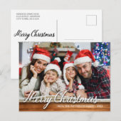 Rustic Wood Family Foto Merry Kerstmis Modern Briefkaart (Voorkant / Achterkant)