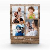 Rustic Wood Family Name 4 Photo Collage Block Fotoblokken (Voorkant)