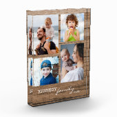 Rustic Wood Family Name 4 Photo Collage Block Fotoblokken (Links)