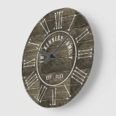 Rustic wood Family Name Farmhouse Roman Numeral Grote Klok (Hoek)