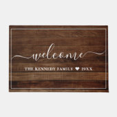 Rustic Wood Family Name Personalized  Welcome Deurmat (Voorkant)