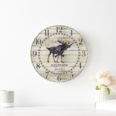 Rustic Wood Family Name Walking Moose Large Clock Grote Klok (Huis)