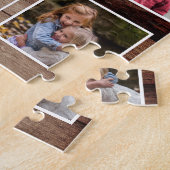 Rustic Wood Family Quote Name 10 Photo Collage Legpuzzel (Zijkant)