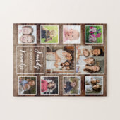 Rustic Wood Family Quote Name 10 Photo Collage Legpuzzel (Horizontaal)