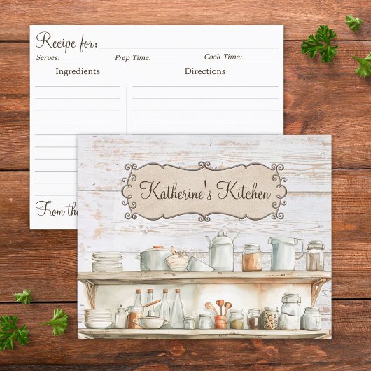 Rustic Wood Farmhouse Kitchen Family Recipe Card