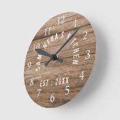Rustic Wood Farmhouse Kitchen Personalized Ronde Klok (Hoek)