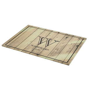 Rustic Wood Farmhouse Monogram Snijplank