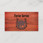 Rustic Wood Farrier Hoefijzer Service Visitekaartje (Voorkant)