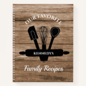 Rustic Wood Favoriete Familie Recipes Cookbook Notitieboek (Voorkant)