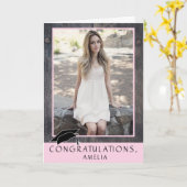 Rustic Wood Felicitaties Afstuderen Foto Kaart (Gele Bloem)
