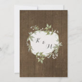 Rustic Wood Fence Laurel Leaf Wreath Wedding Kaart (Achterkant)