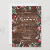 Rustic Wood Festive Wreath Holiday Kerstfeest Kaart (Voorkant)