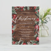 Rustic Wood Festive Wreath Holiday Kerstfeest Kaart (Staand voorkant)