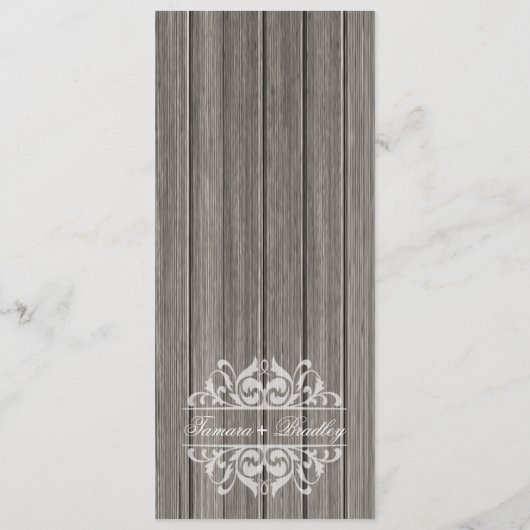 Rustic Wood Filigree Dinner Menu | grijs (Achterkant)