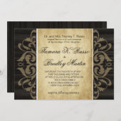 Rustic Wood Filigree Wedding | ebbentaankleurig Kaart (Voorkant / Achterkant)