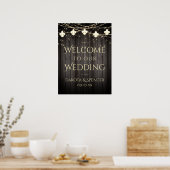 Rustic Wood Fleur de Lis Lights | Welkom bruiloft Poster (Keuken)
