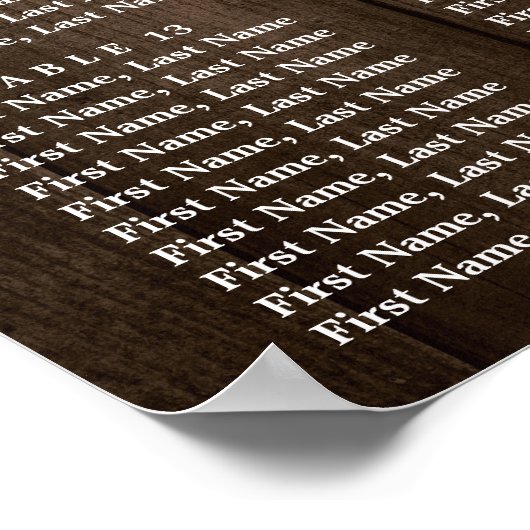 Rustic Wood Floral 16 Tables Wedding Seating Chart Poster (Hoek)