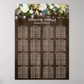 Rustic Wood Floral 16 Tables Wedding Seating Chart Poster (Voorkant)
