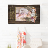 Rustic Wood Floral Arch Foto Weddenschap Welkom Spandoek (Insitu)