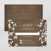 Rustic Wood Floral Babys Breath Baby shower RSVP (Voorkant / Achterkant)