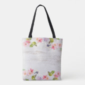 Rustic Wood Floral Bridesmaid Trendy Monogram Tote Bag (Achterkant)
