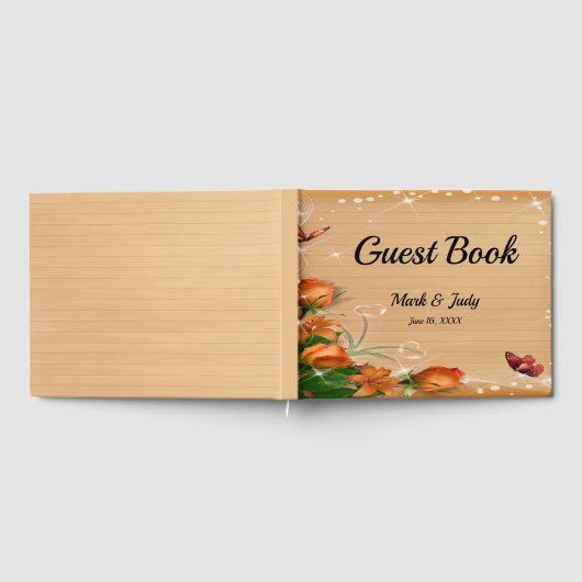 Rustic Wood Floral Butterfly Wedding Guestbook Gastenboek (Volledig)