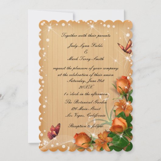 Rustic Wood Floral Butterfly Wedding Kaart (Voorkant)