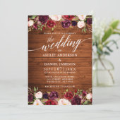 Rustic Wood Floral Calligraphy Photo Wedding Kaart (Staand voorkant)