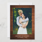 Rustic Wood Floral Calligraphy Photo Wedding Kaart (Achterkant)